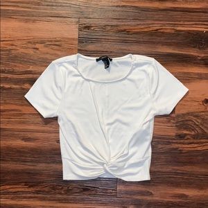 White crop with tie